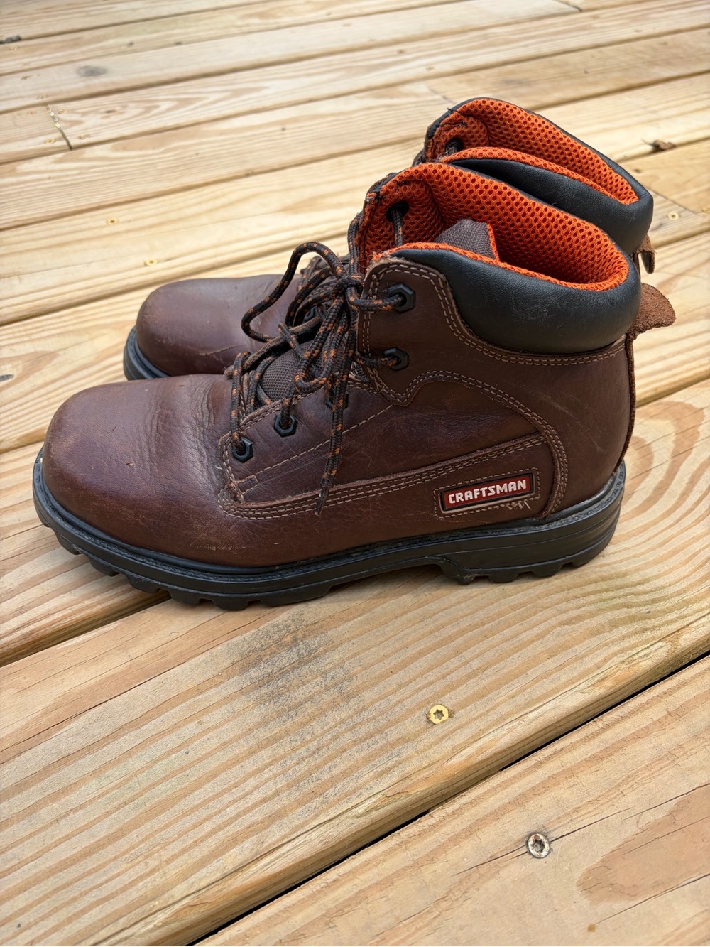 Craftsman Brown Work Boots with Orange Lining